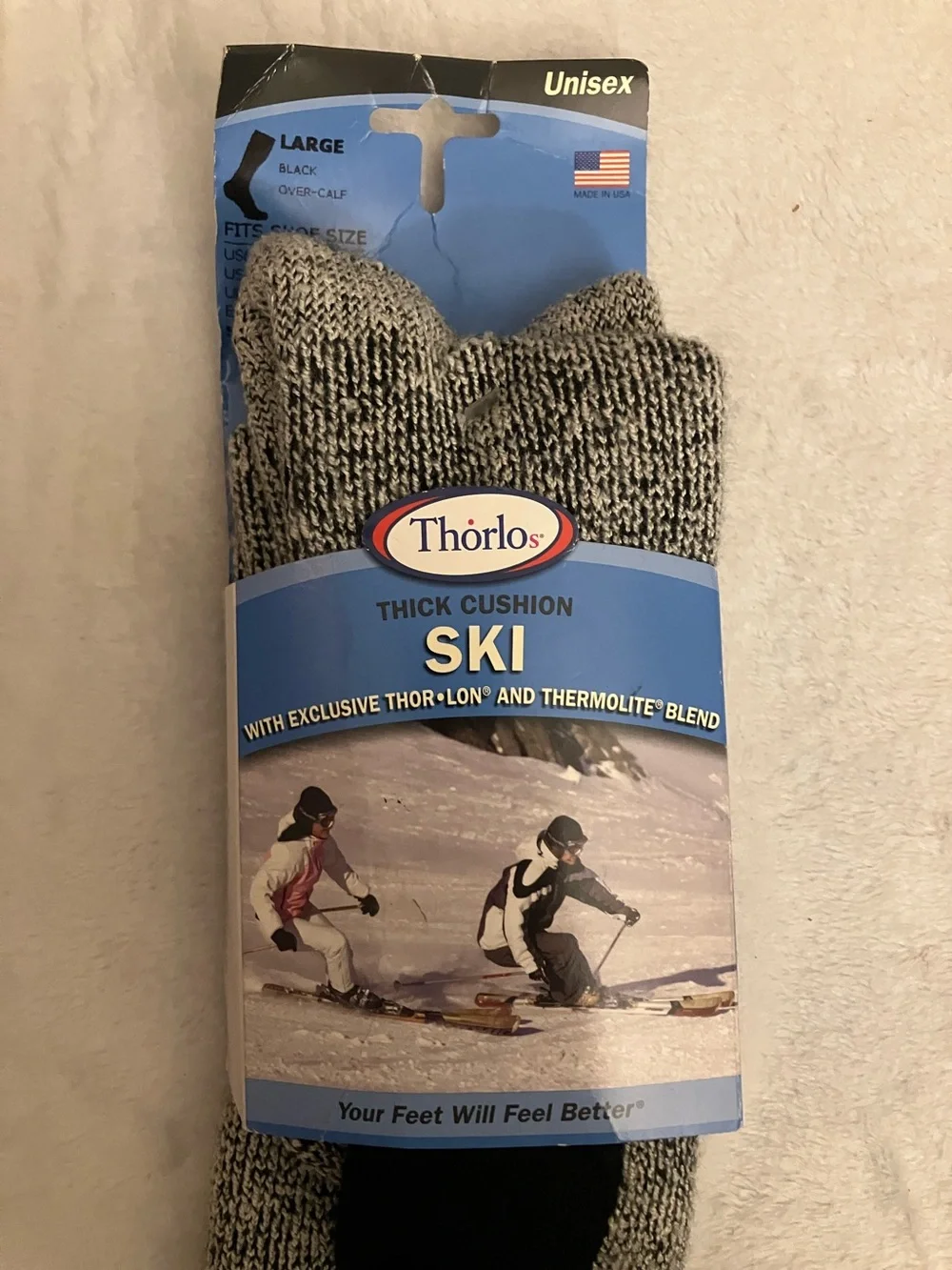Thorlos Thick Ski Cushion Socks - Black and Gray Large